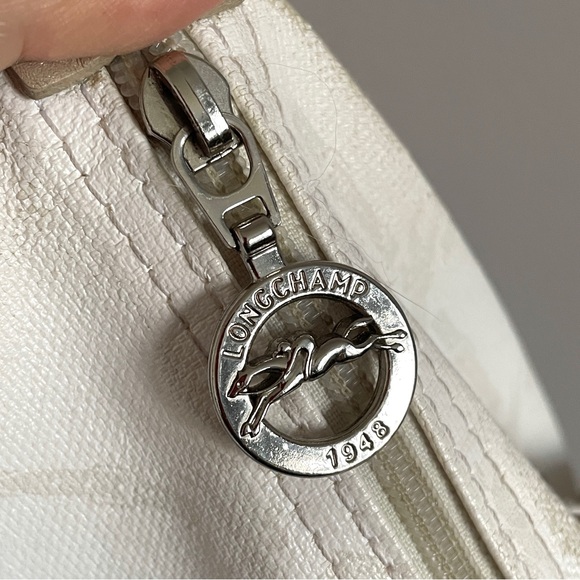 Longchamp Le Pliage White Coated Canvas Tote Bag - Medium - Picture 13 of 15